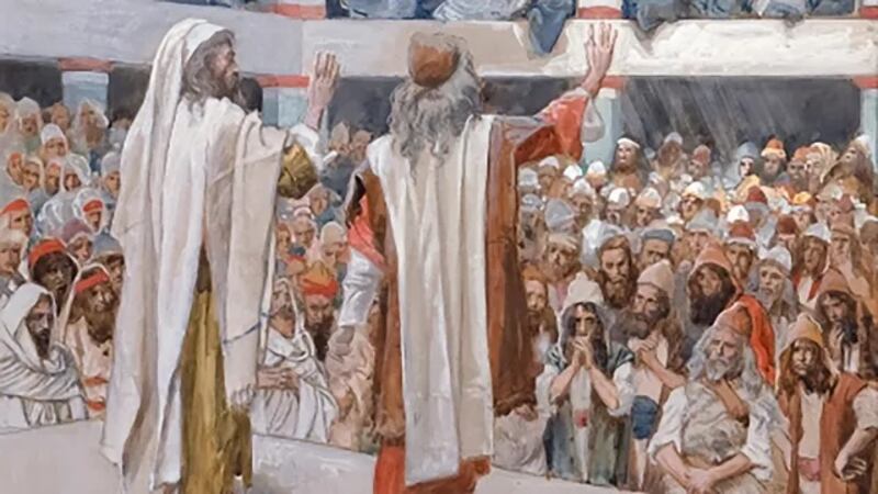 "Moisés y Aarón hablan al pueblo" es de James J. Tissot.