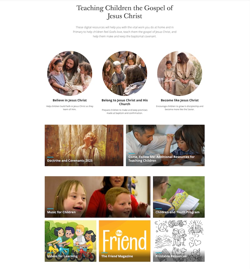 Una nueva página web en ChurchofJesusChrist.org muestra recursos para enseñar el Evangelio a los niños en 2026.