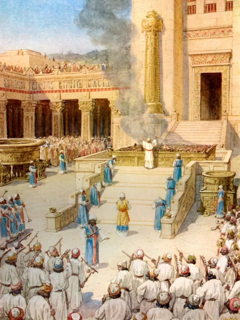 "Dedicación del Templo de Salomón en Jerusalén" es de William Hole.