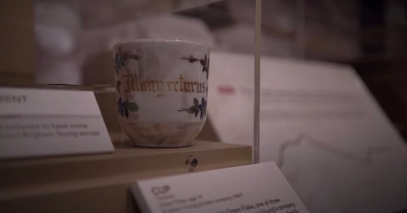 Esta taza fue propiedad de Green Flake y es parte de la exhibición Mormon Trails: Pioneer Pathways to Zion en el Museo de Historia de la Iglesia.