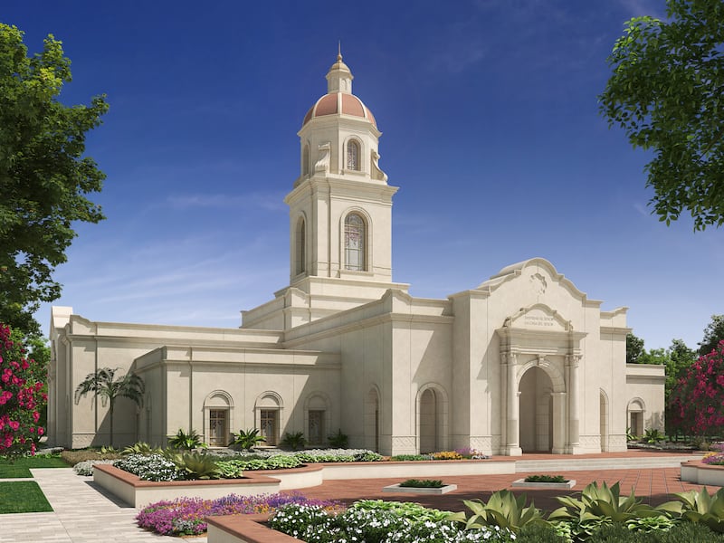 Representación exterior del Templo de Cuernavaca, México.