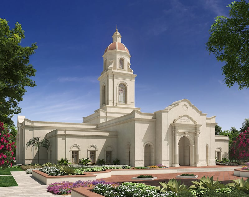 La representación exterior del Templo de Cuernavaca, México.