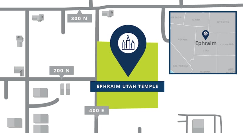 La ubicación del sitio del Templo de Ephraim, Utah.