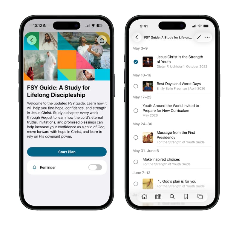 Vista de la guía "Para la fortaleza de la juventud" en un dispositivo electrónico.