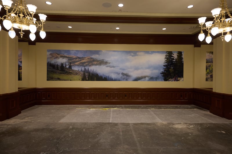 Obra de arte en exhibición en la sala de espera para matrimonios del Templo de Salt Lake el martes 21 de abril de 2026, en Salt Lake City.