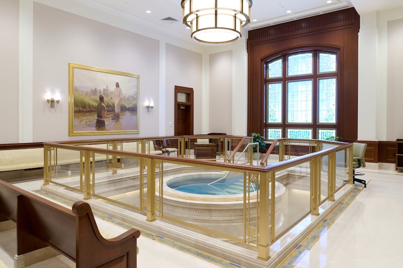 La pila bautismal del Templo de Willamette Valley, Oregon.