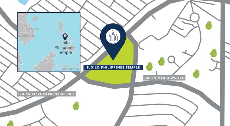 Un plano del sitio del Templo de Iloilo, Filipinas.