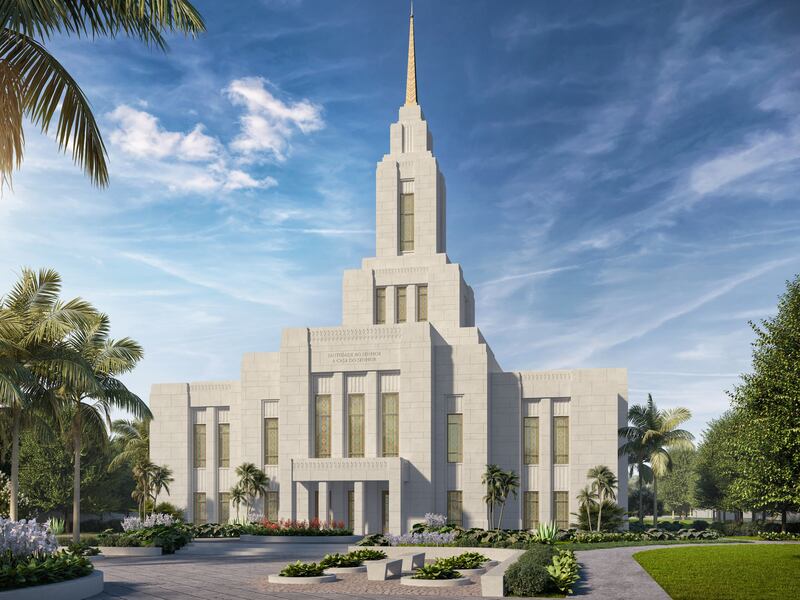 Representación del exterior del Templo de Maceió, Brasil.