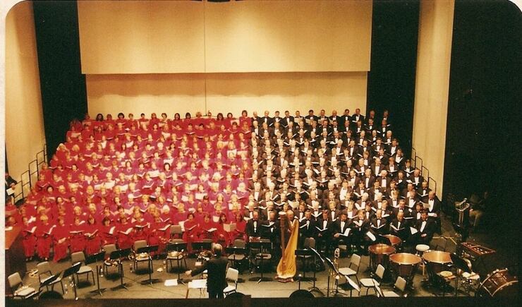 The Tabernacle Choir at Temple Square performs in a concert hall during the 2001 inauguration for President George W. Bush.