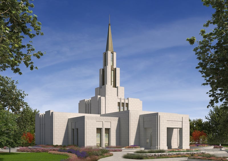 Representación arquitectónica del Templo de Victoria, Columbia Británica.