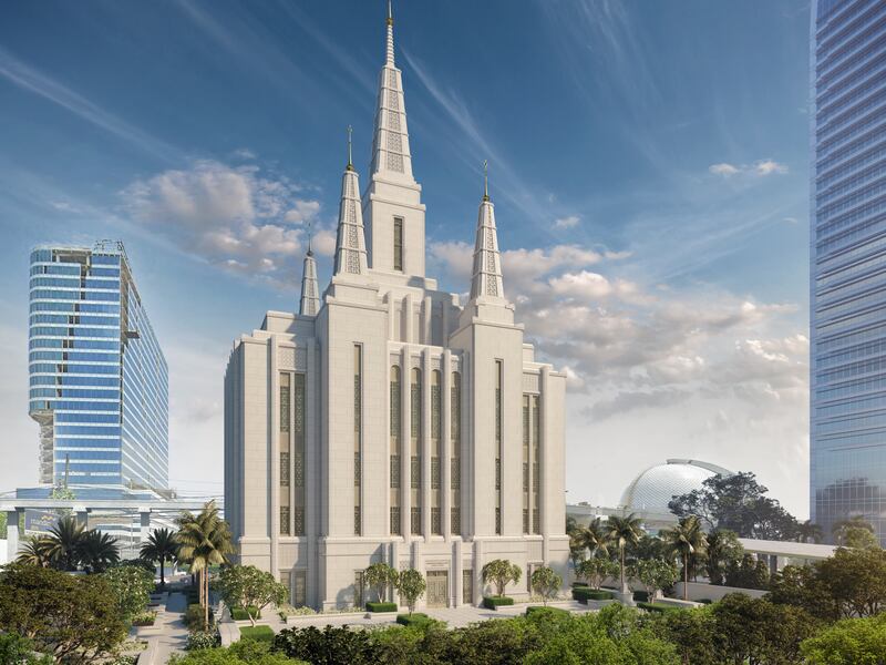 Una representación exterior del Templo de Yakarta, Indonesia.