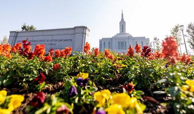 El templo de Pocatello, Idaho de la Iglesia de Jesucristo de los Santos de los Últimos Días se muestra en esa ciudad el lunes, 13 de septiembre de 2021. La primera palada para el templo se efectuó en la primavera de 2019.
