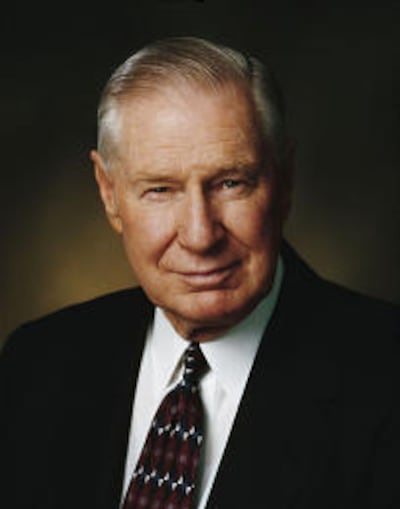 El presidente James E. Faust, segundo consejero en la Primera Presidencia desde 1995 hasta 2007.
