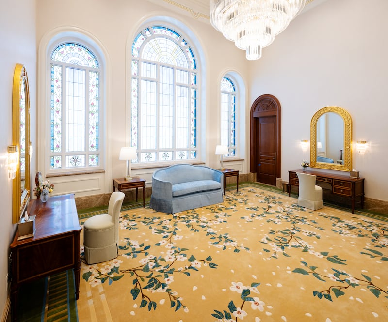 La sala de la novia del Templo de Modesto, California.