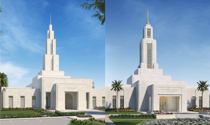 Ilustraciones conceptuales de los templos de Brasil en Goiânia y Campo Grande.
