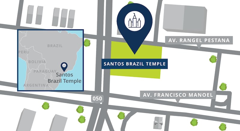Un mapa del sitio del Templo de Santos, Brasil.
