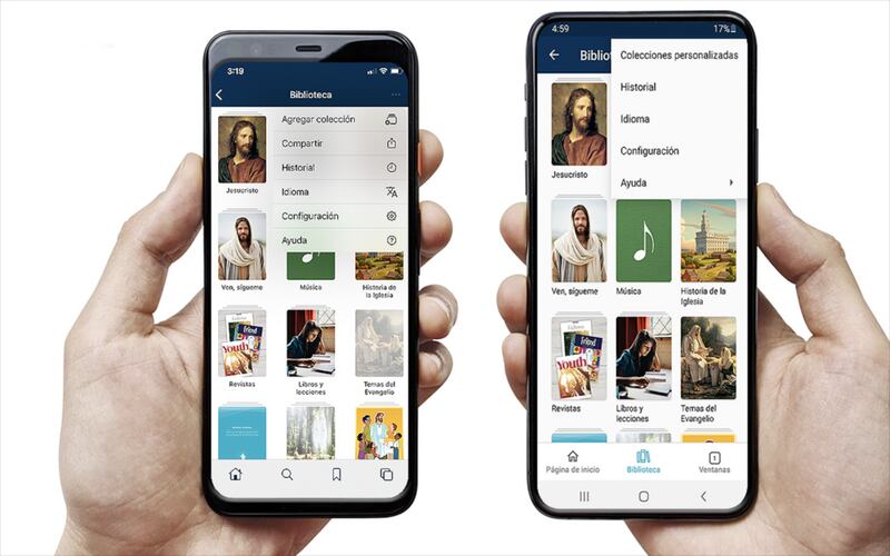 Haz clic en los tres puntos en la esquina superior derecha de Biblioteca del Evangelio para obtener acceso a la sección Ayuda, con su Guía del usuario actualizada.