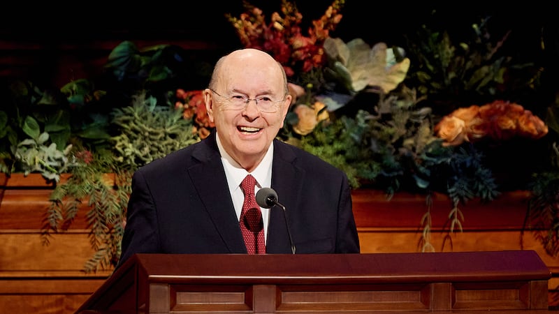 Elder Quentin L. Cook speaks during the Sunday morning session of October 2026 general conference in the Conference Center in Salt Lake City on Oct. 4, 2026.