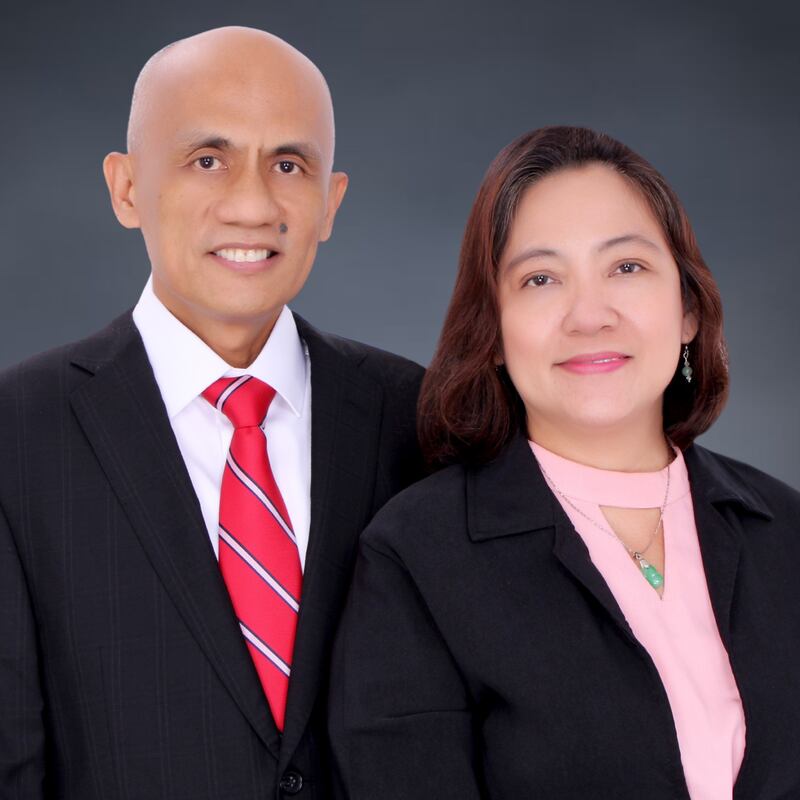 Martiniano S. Soquila Jr. y Lourdes Beata C. Soquila, quienes servirán como presidente y compañera de la nueva Misión Filipinas Ormoc a partir de julio de 2026.
