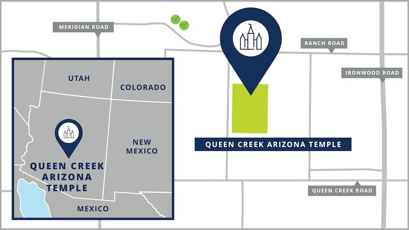 Un mapa del sitio del Templo de Queen Creek Arizona.
