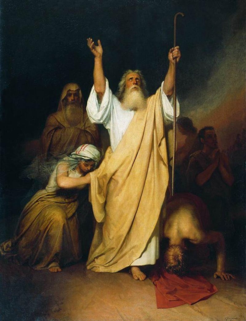"Oración de Moisés después de que los israelitas cruzan el mar Rojo" es una pintura de Iván Kramskói.