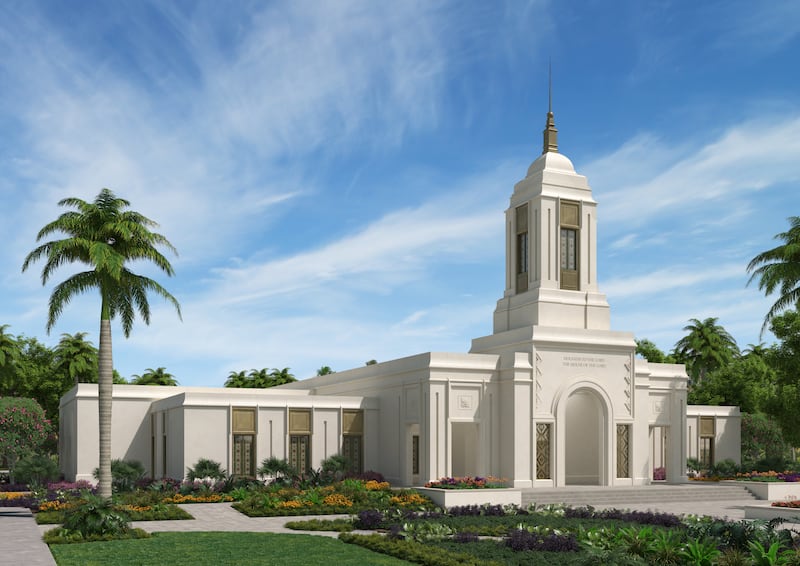 Una representación exterior del Templo de Santiago, Filipinas.