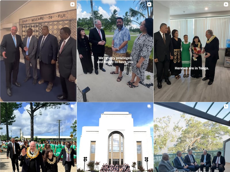 Publicaciones en video seleccionadas de la cuenta de Instagram del élder Neil L. Andersen muestran su reciente ministerio en el Área del Pacífico.