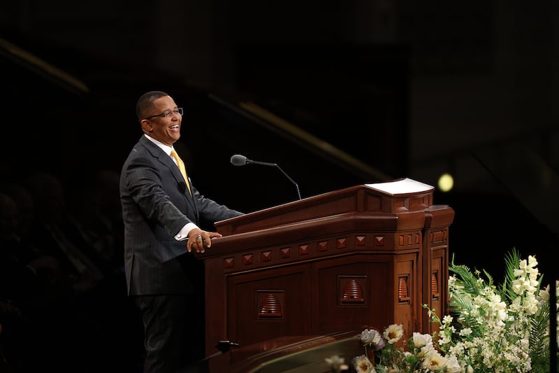 Elder Clement M. Matswagothata, General Authority Seventy, speaks during the Saturday afternoon session of the 196th Annual General Conference of The Church of Jesus Christ of Latter-day Saints in the Conference Center in Salt Lake City on April 4, 2026.
