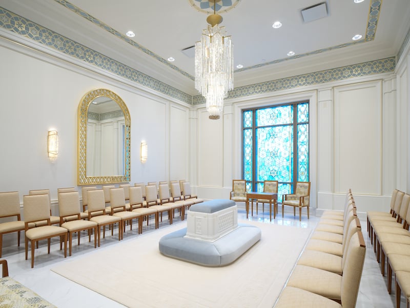 Una sala de sellamientos en el Templo de Belo Horizonte, Brasil.