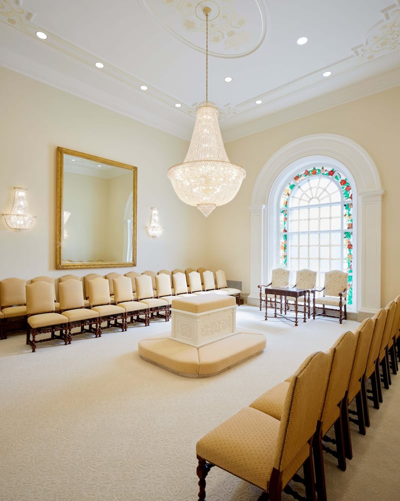 Salón de sellamientos en el Templo de Arequipa, Perú.