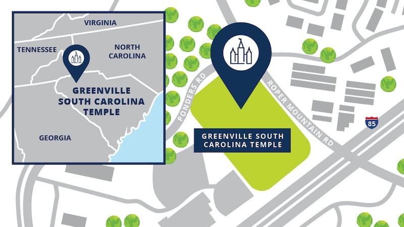 Plano del sitio del Templo de Greenville, Carolina del Sur.