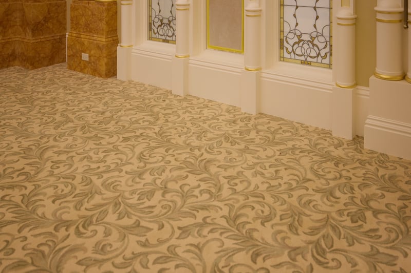 La alfombra recién instalada en la sala celestial del Templo de Salt Lake en Salt Lake City se muestra el martes, 23 de junio de 2026.