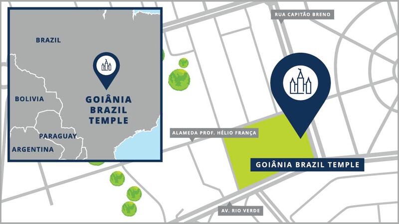 Un mapa del sitio del Templo de Goiânia Brasil.