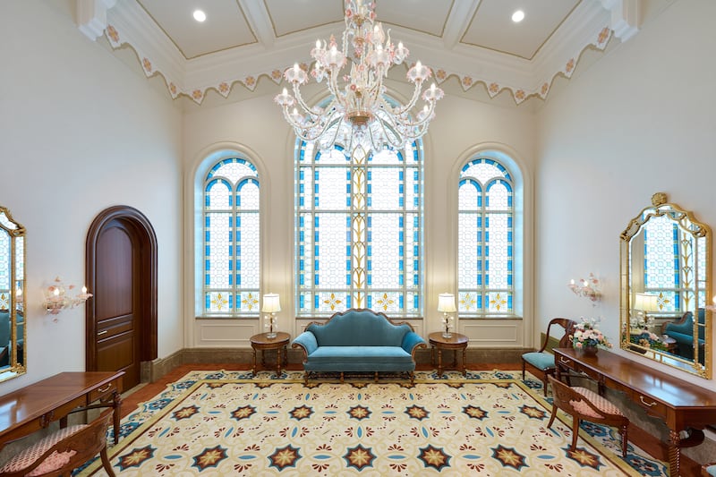 El salón de novias del Templo de Yorba Linda, California.