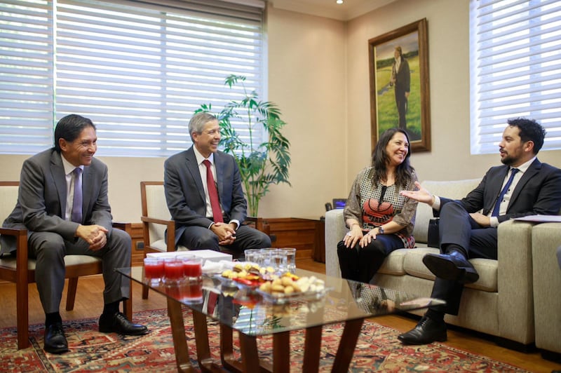 Elder Joaquín E. Costa, a General Authority Seventy and president of the Church’s South America South Area, second from the left, meets with Chilean government officials in Santiago, Chile, in early February 2026.