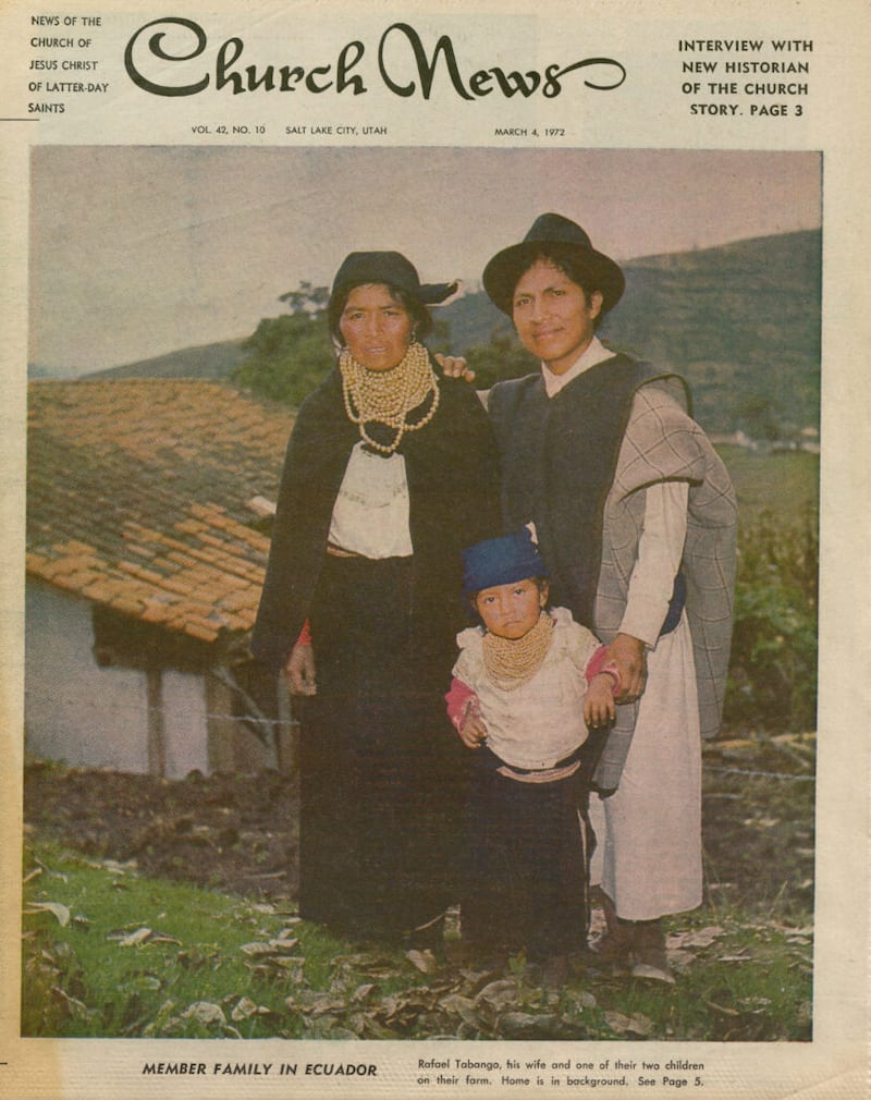 Rafael y Teresa Tabango en la portada de Church News. Fotografía tomada el 4 de marzo de 1972.