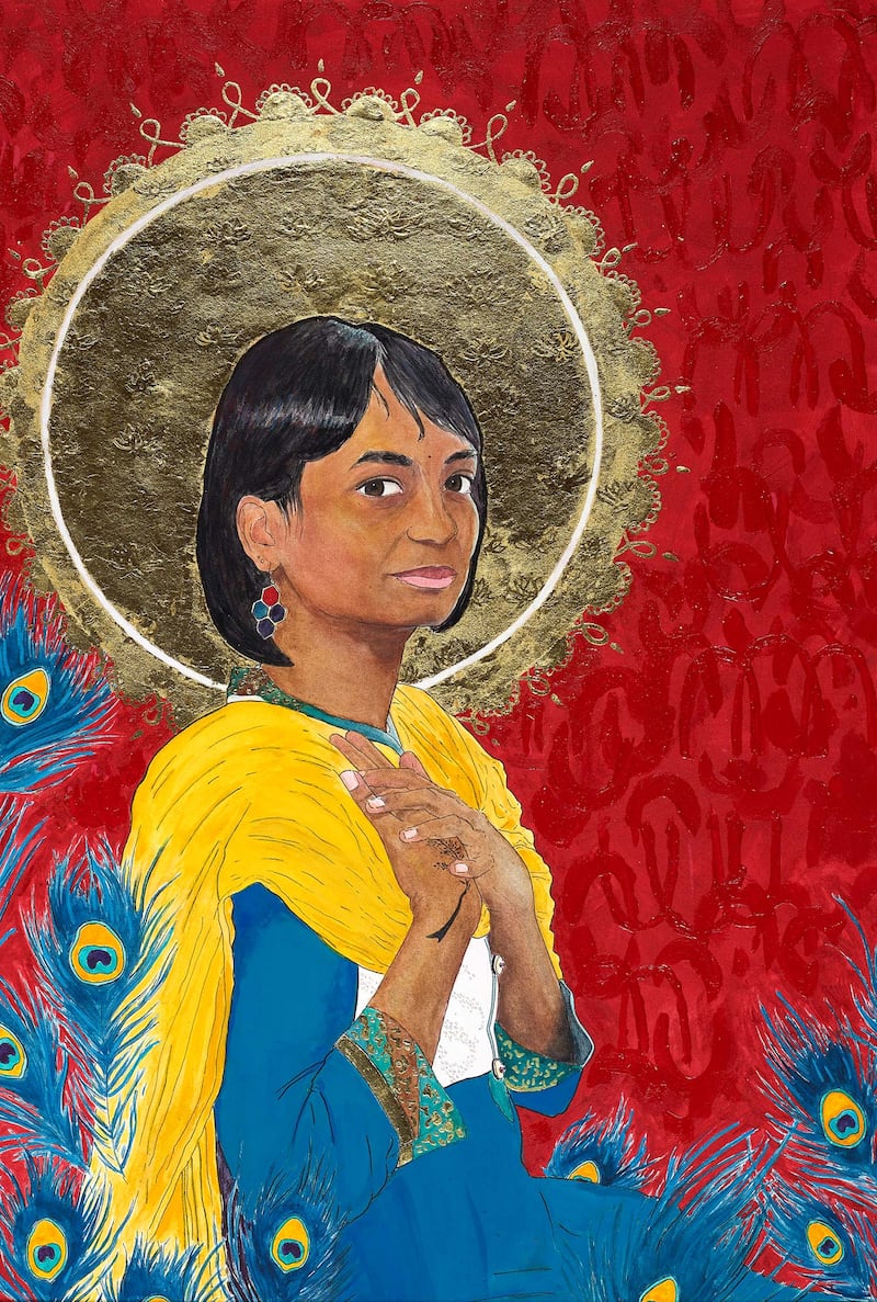 La pintura "Aarthi" de Claire Forste formó parte de la exhibición del 12.° Concurso Internacional de Arte de la Iglesia en el Museo de Historia de la Iglesia.