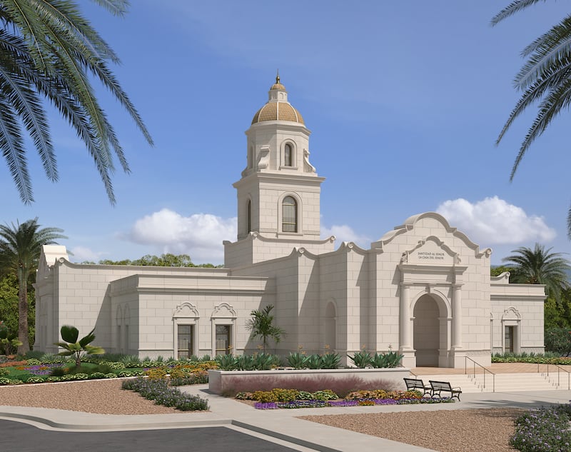 Una representación exterior del Templo de Culiacán, México.