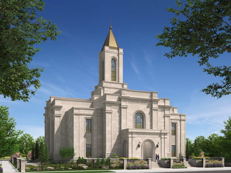 Una representación artística del Templo de Montpelier Idaho.