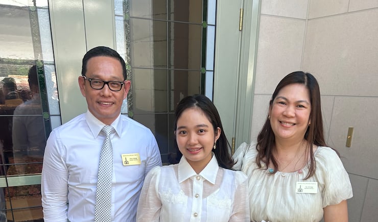 The Salonga family poses for a picture after the Davao Philippines Temple dedication in Davao, Philippines, on Sunday, May 3, 2026.