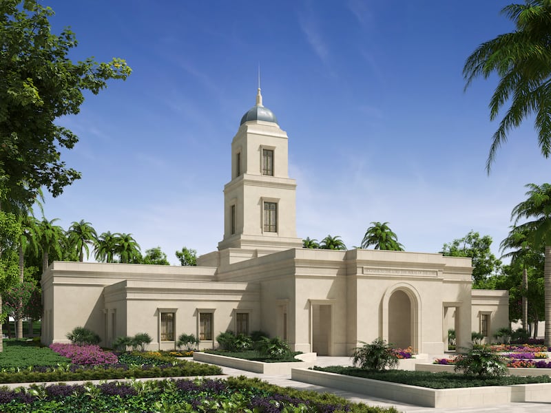 Una representación del exterior del Templo de Naga, Filipinas.