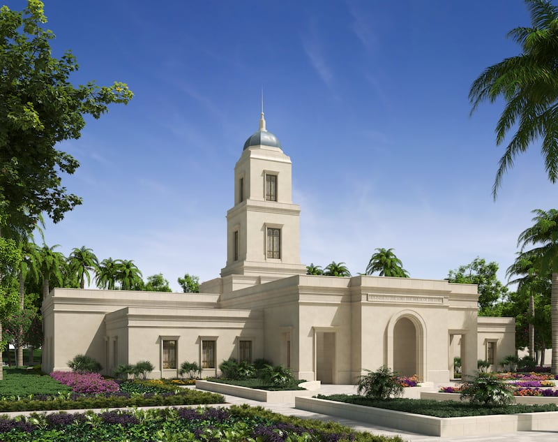 Una representación exterior del Templo de Naga, Filipinas.
