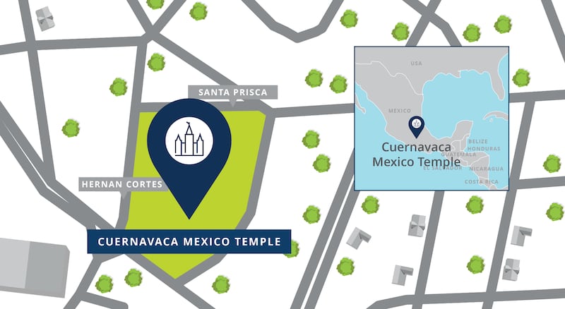 Un mapa del sitio del Templo de Cuernavaca México.