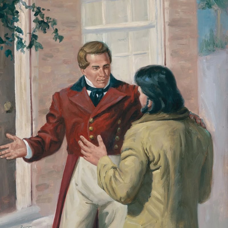 Pintura de José Smith saludando a William W. Phelps y es de Robert Anderson McKay.
