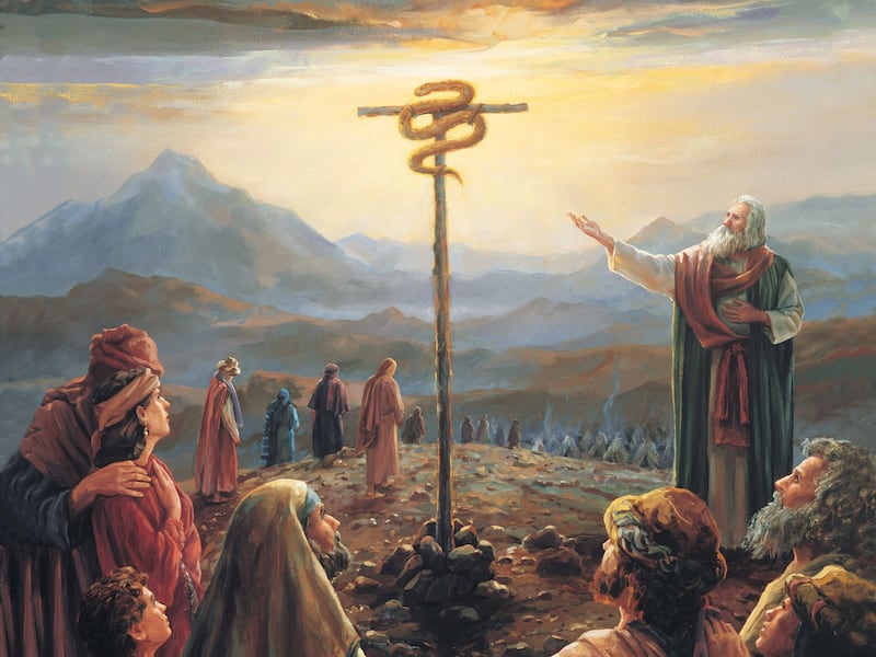 "Moses and the Brass Serpent" is by Judith Mehr.