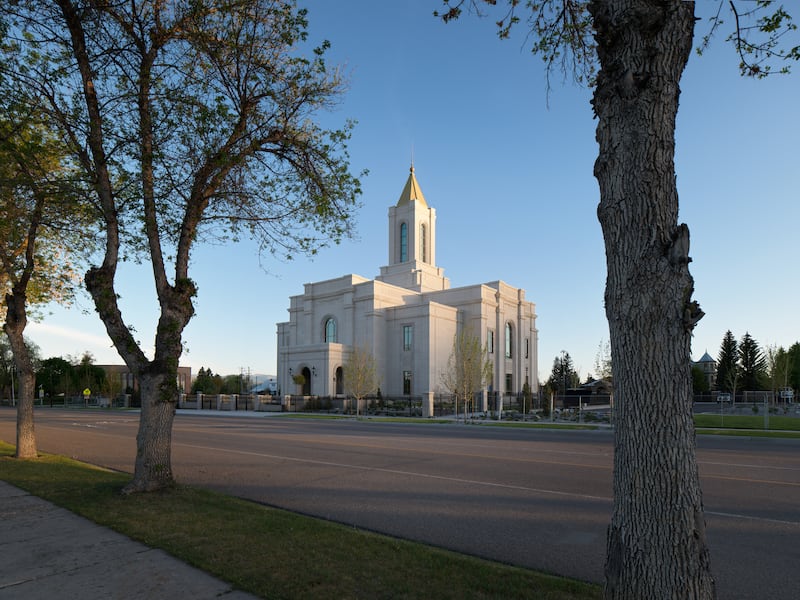 El Templo de Montpelier, Idaho al amanecer.