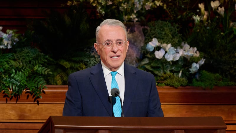 Elder Ulisses Soares of the Quorum of the Twelve Apostles speaks during the Saturday afternoon session of the 196th Annual General Conference of The Church of Jesus Christ of Latter-day Saints in the Conference Center in Salt Lake City on April 4, 2026.