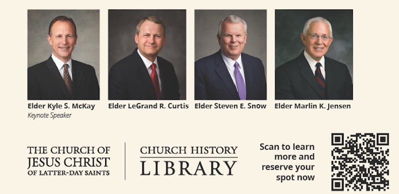 Historiadores actuales y pasados de la Iglesia, de izquierda a derecha, el Élder Kyle S. McKay, el Élder LeGrand R. Curtis Jr., el Élder Steven E. Snow y el Élder Marlin K. Jensen participarán en una conversación de mesa redonda en la Conferencia de Historia de la Iglesia el 6 de septiembre de 2025.