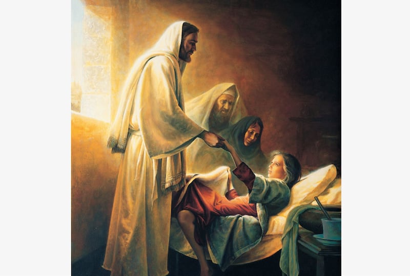 "Jesús resucitando a la hija de Jairo", por el artista Greg Olsen.