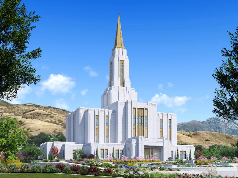 Un modelo arquitectónico del Templo de Lehi, Utah.